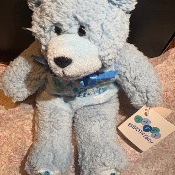NEW- Set of 2- Blue Bear Happy Birthday Plush - Picture 3 of 3